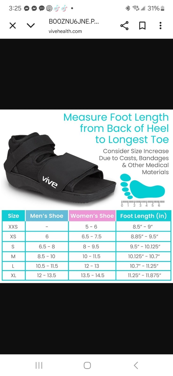 Vive Open Toe Square Toe Post Op Shoe Fracture Medical Shoe Unisex S XL NWT