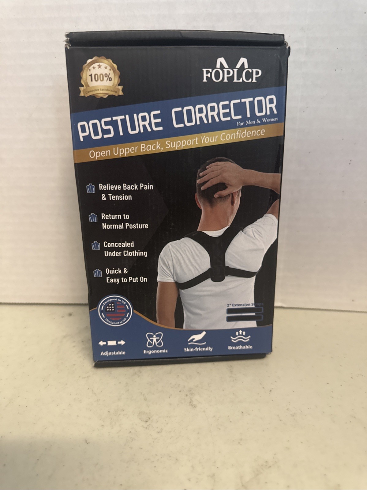Adjustable Posture Corrector Upper Back Brace, Black