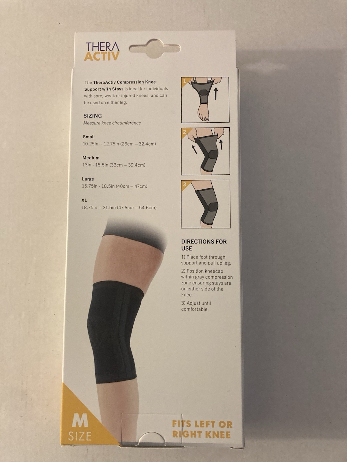 Thera Activ Compression Knee Support with Stays Size Medium New