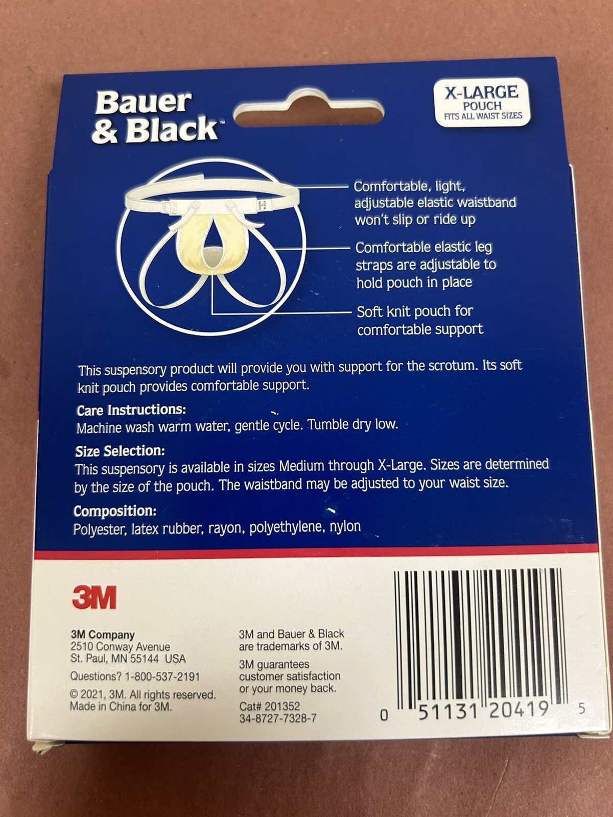 3M Bauer & Black Athletic Supporter White X-Large 201352