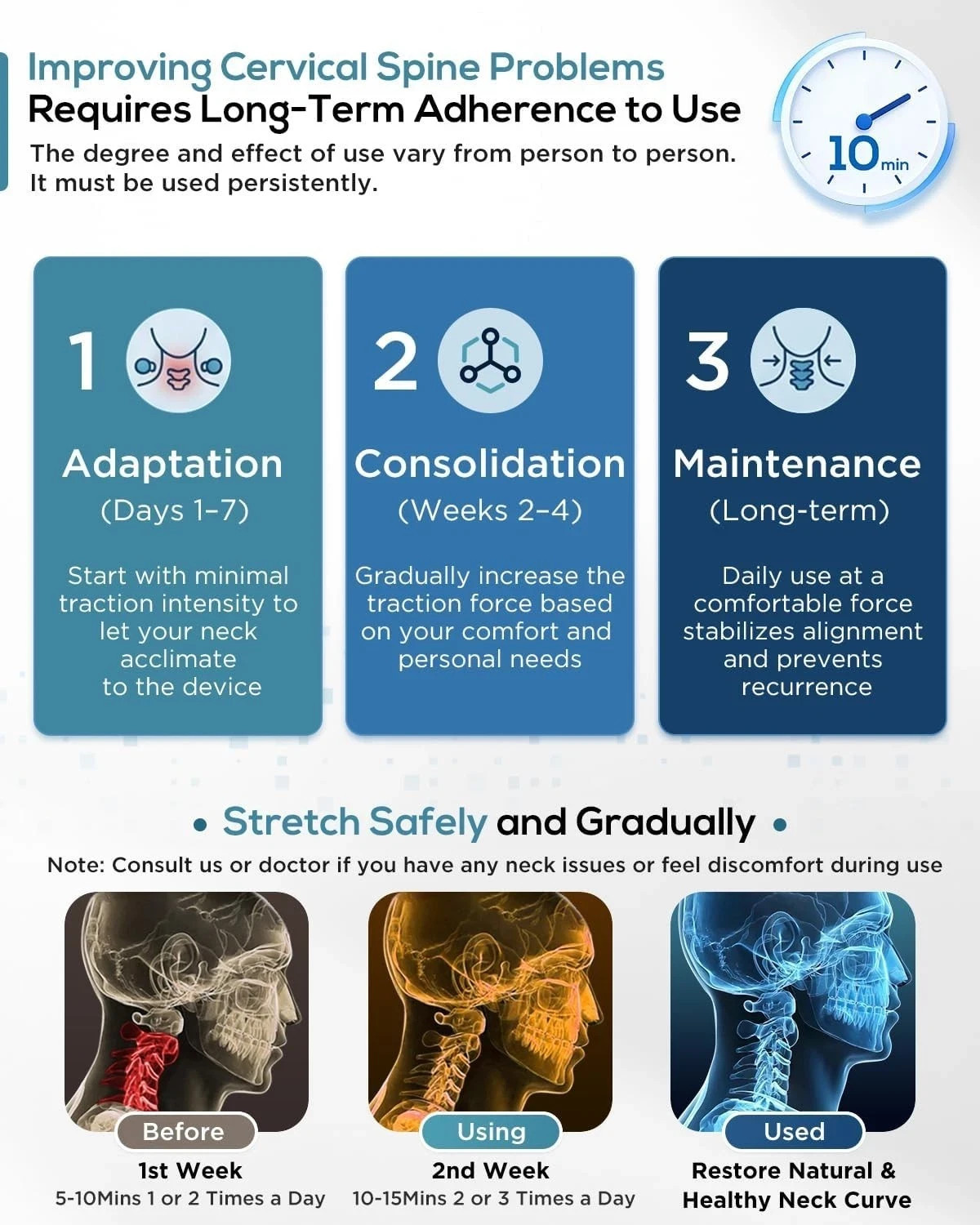 Cervical Neck Traction Device: Neck Stretcher for Cervical Pain Relief, Electric