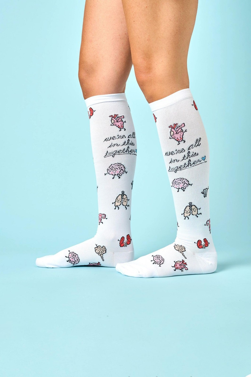 Nurse Mates Women’s Calf Socks | 12-14 mmHg Compression One Size, Organ Party