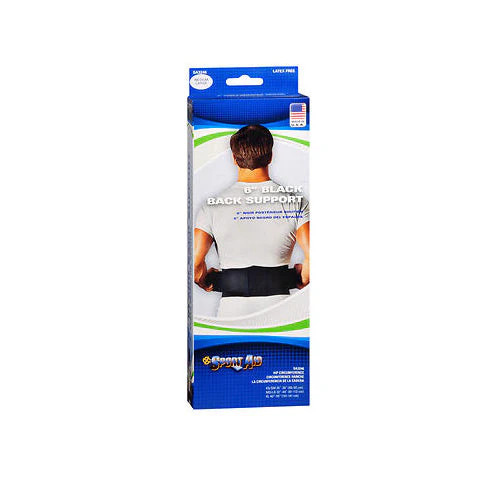 Back Support 6 Inches Medium & Large Black 1 Each By Sport Aid