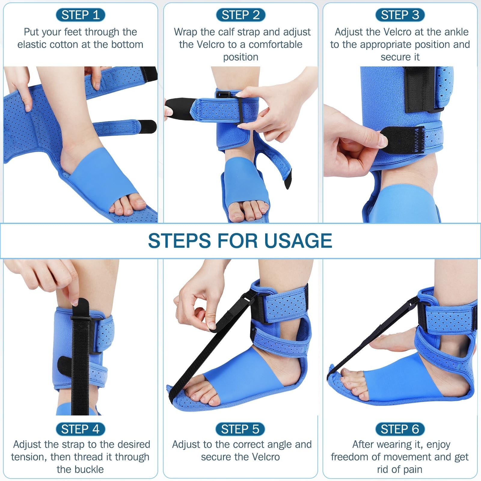 Plantar Fasciitis Night Splint & Brace, Adjustable for Heel & Achilles Pain