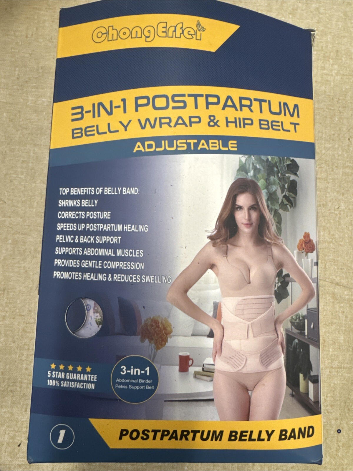 NEW ChongErfei 3 in 1 Postpartum Support Recovery Belly & Hip Wrap Black