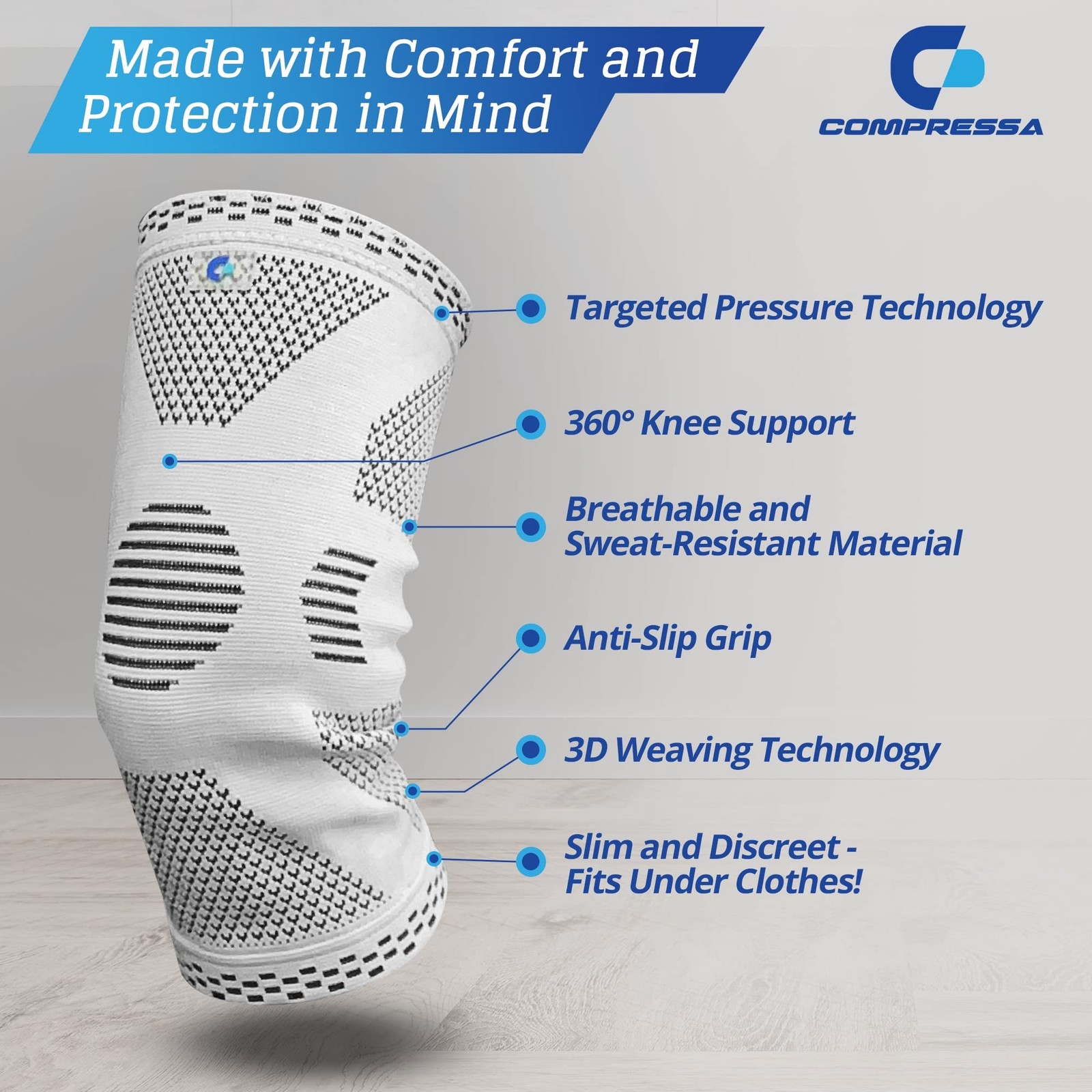 Compressa Knee Compression Sleeve For Women & Men Knee Braces for Knee Pain – –