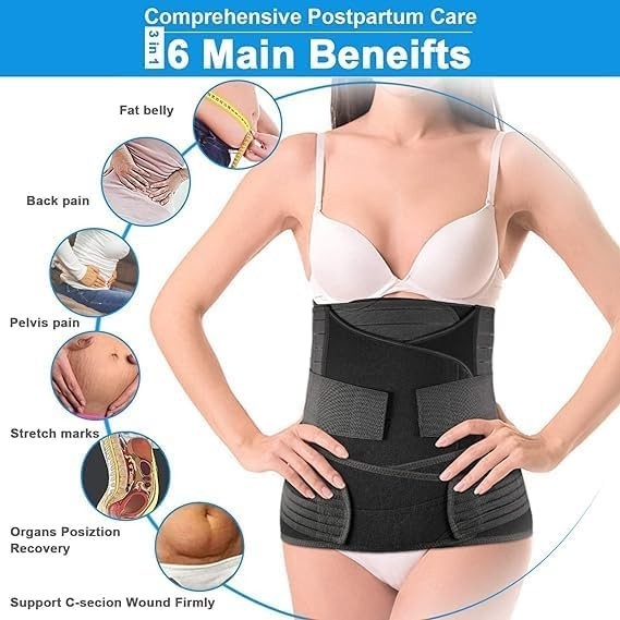 3 in 1 Abdomen Belt for Postpartum Support Abdominal Wrap Recovery Body Shaper