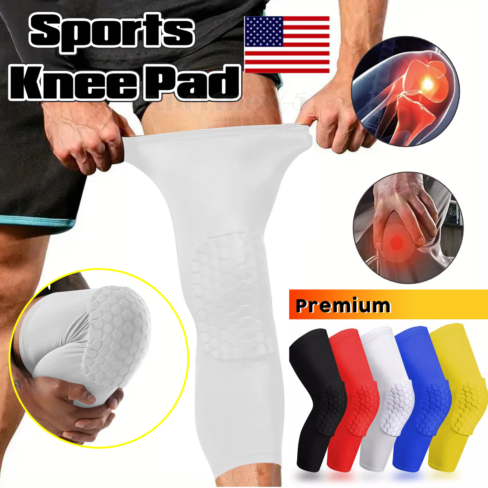 Honeycomb Pad Basketball Crashproof Antislip Knee Leg Long Sleeve Protector Gear