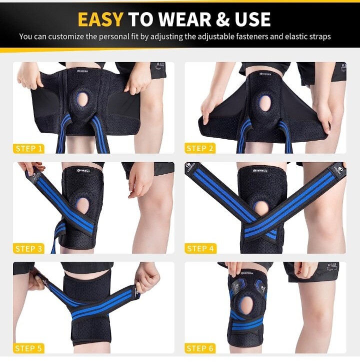Anti-chafing Knee Brace for Knee Pain with Side Stabilizers for Women and men, A