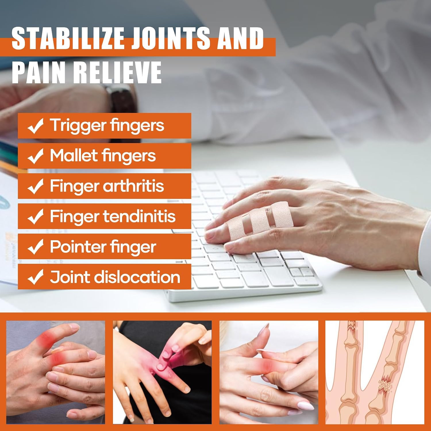 Trigger Finger Splint for Arthritis, Injury, Broken Fingers Straightening for…