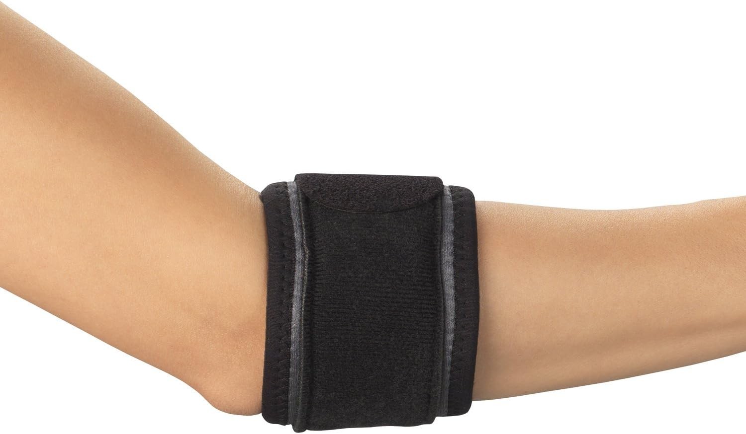 Champion Tennis Elbow Strap, Adjustable Support, Airmesh Fabric, Black, Regular
