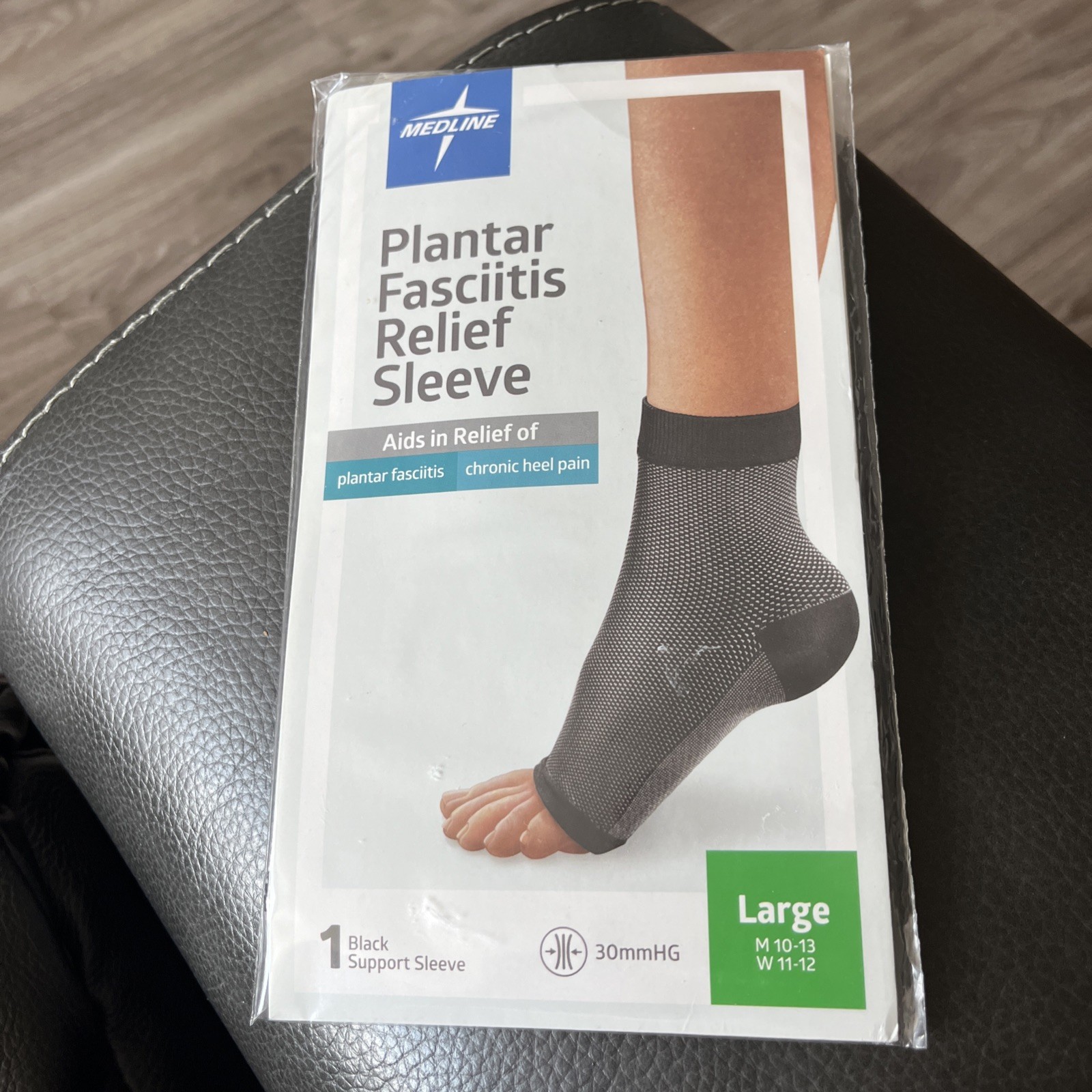 Medline Plantar Fasciitis Relief Sleeve Large Black Compression P0D14215L