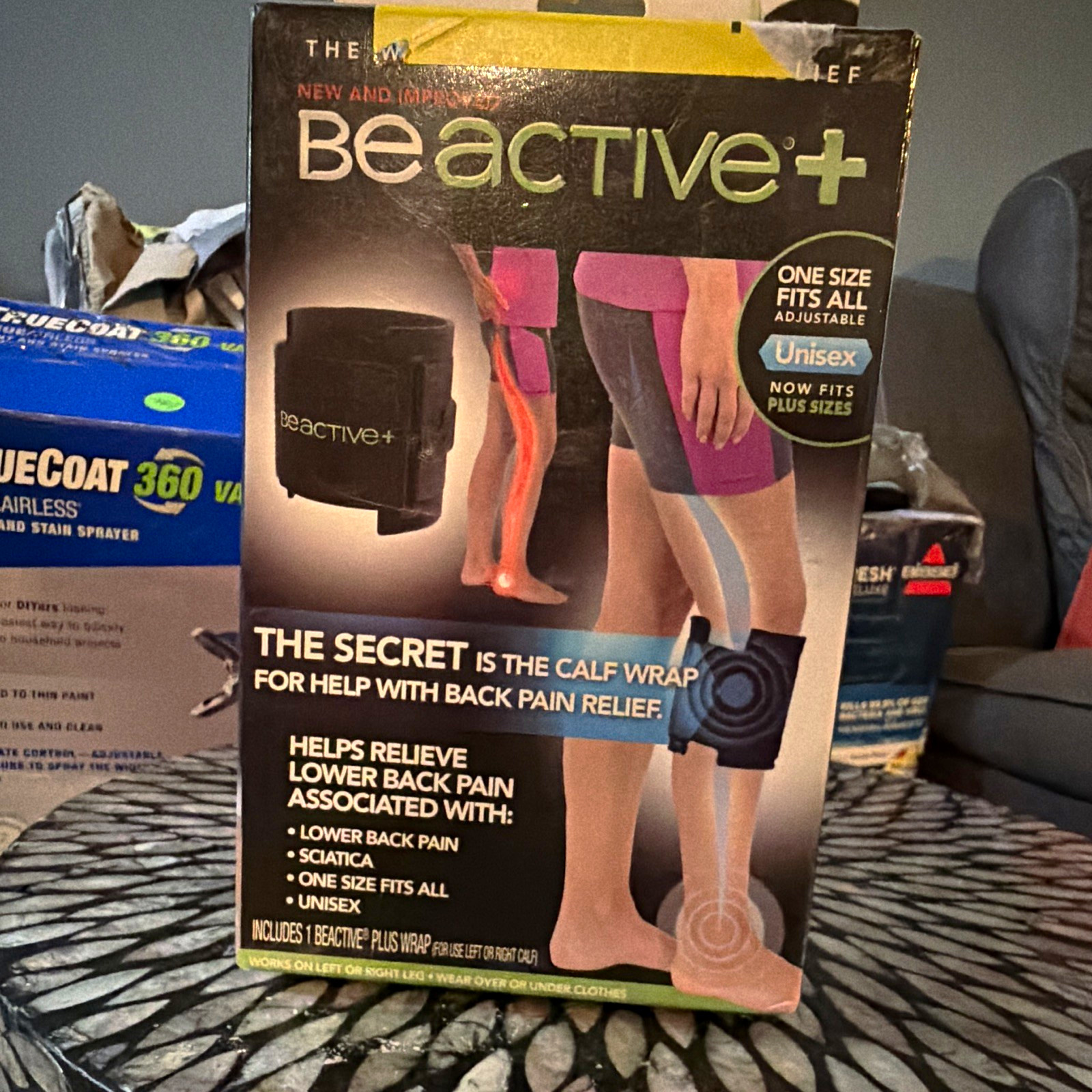 BeActive+ Adjustable Calf Wrap One Size Black Back Pain & Sciatica Relief