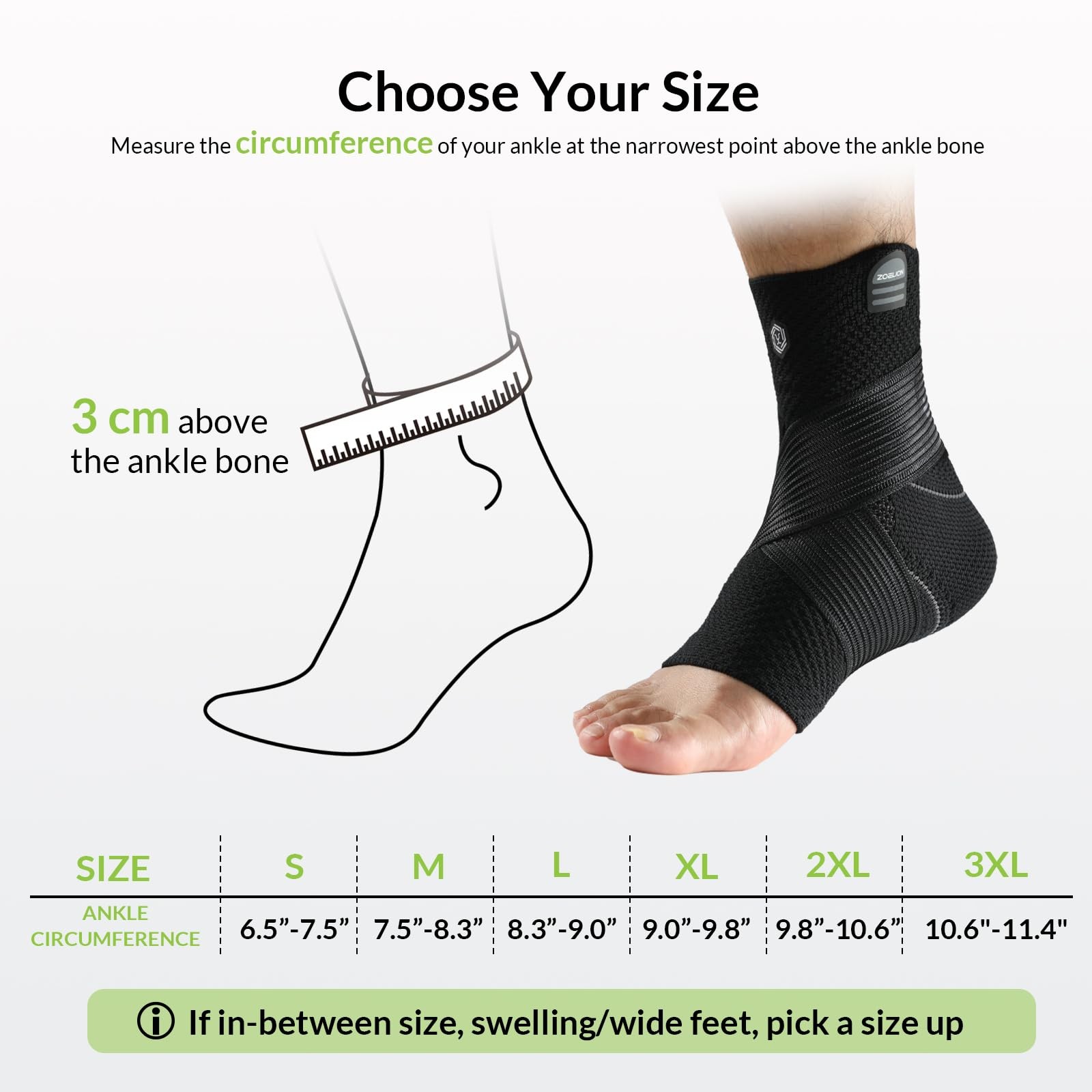 ZOELION Ankle Brace Compression Support with Removable Fishnet Strap, 3D Knit…