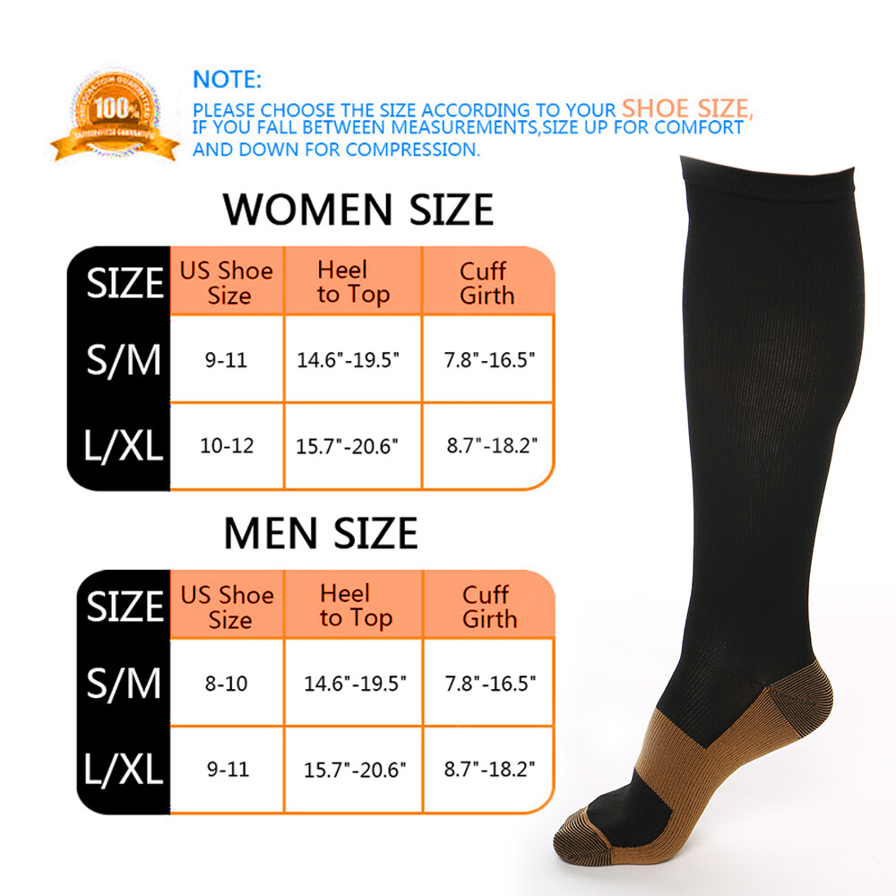 Copper Compression Socks 15-20mmHg Best for Men Women Running Athletic Medical *