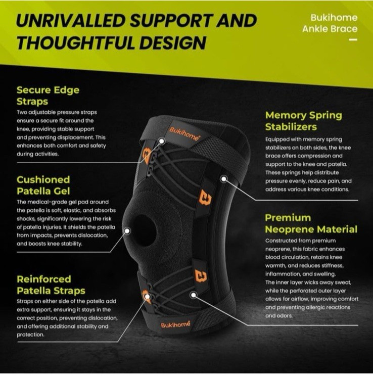 Knee Support with Stays and Cross Straps Meniscus Support Kneecap Stabilizer New