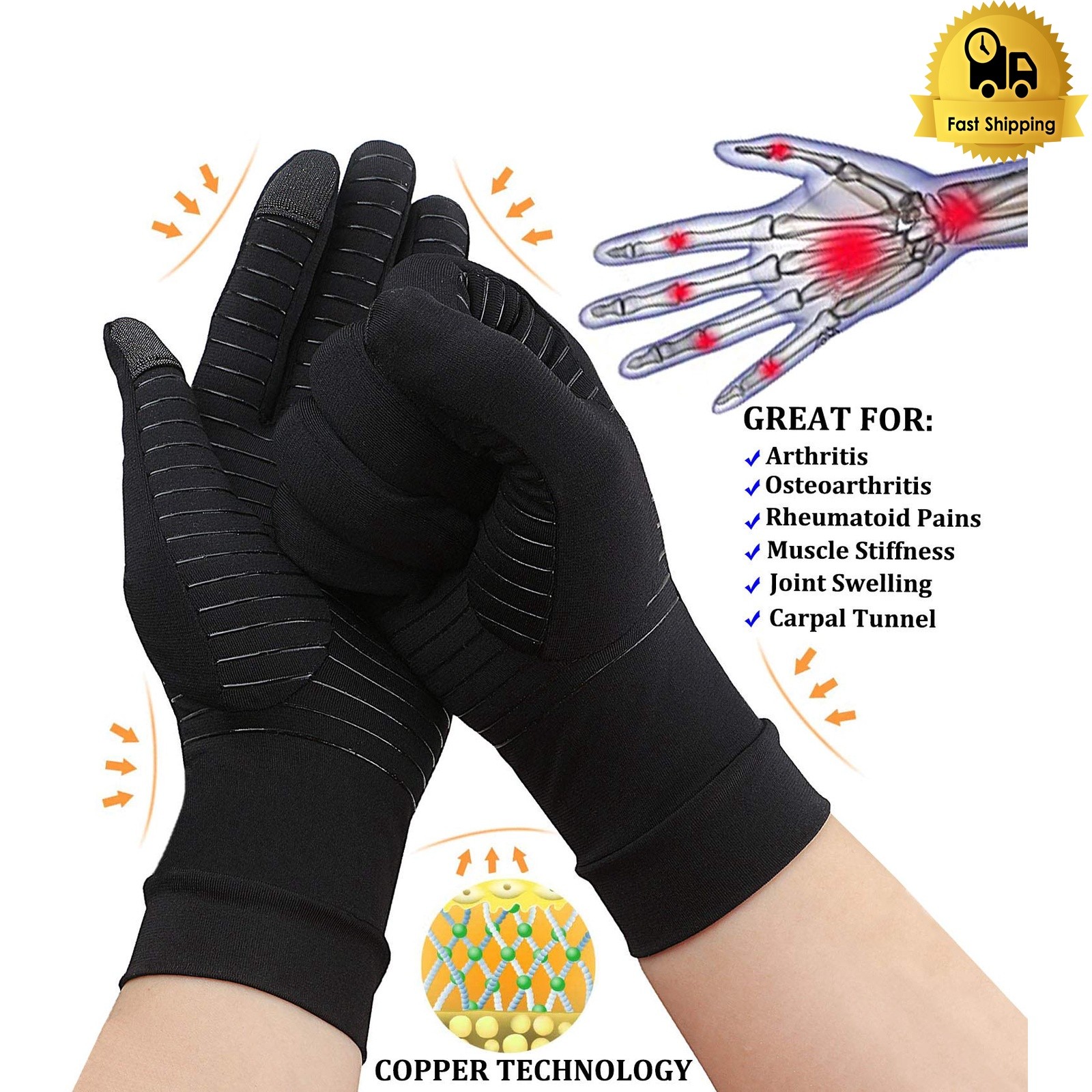 Big Mango Copper Compression Gloves X-Large (2 Pairs)