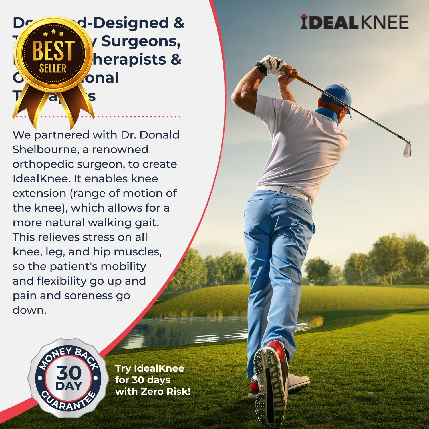 IdealKnee Extension Device Knee Stretcher for Rehabilitation and Knee Extension