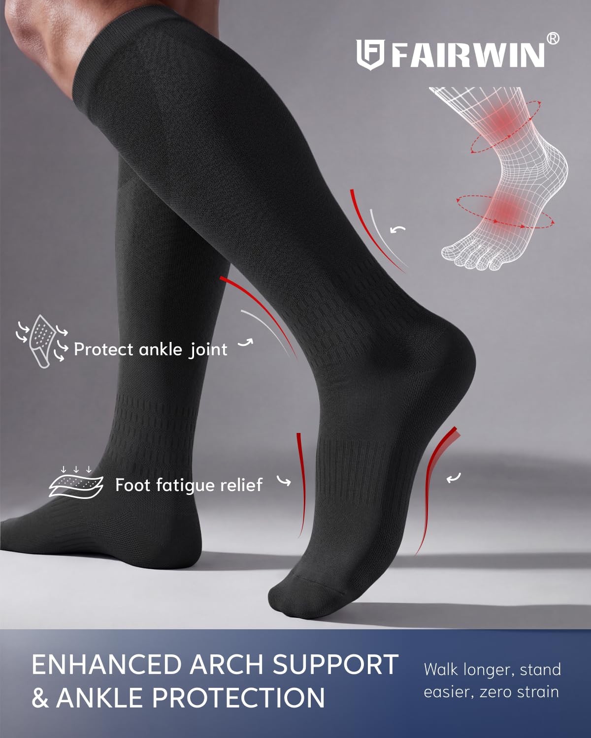 Bamboo Viscose Compression Socks Men Women 3 Pairs, 15-20 mmHg Knee High Soft…