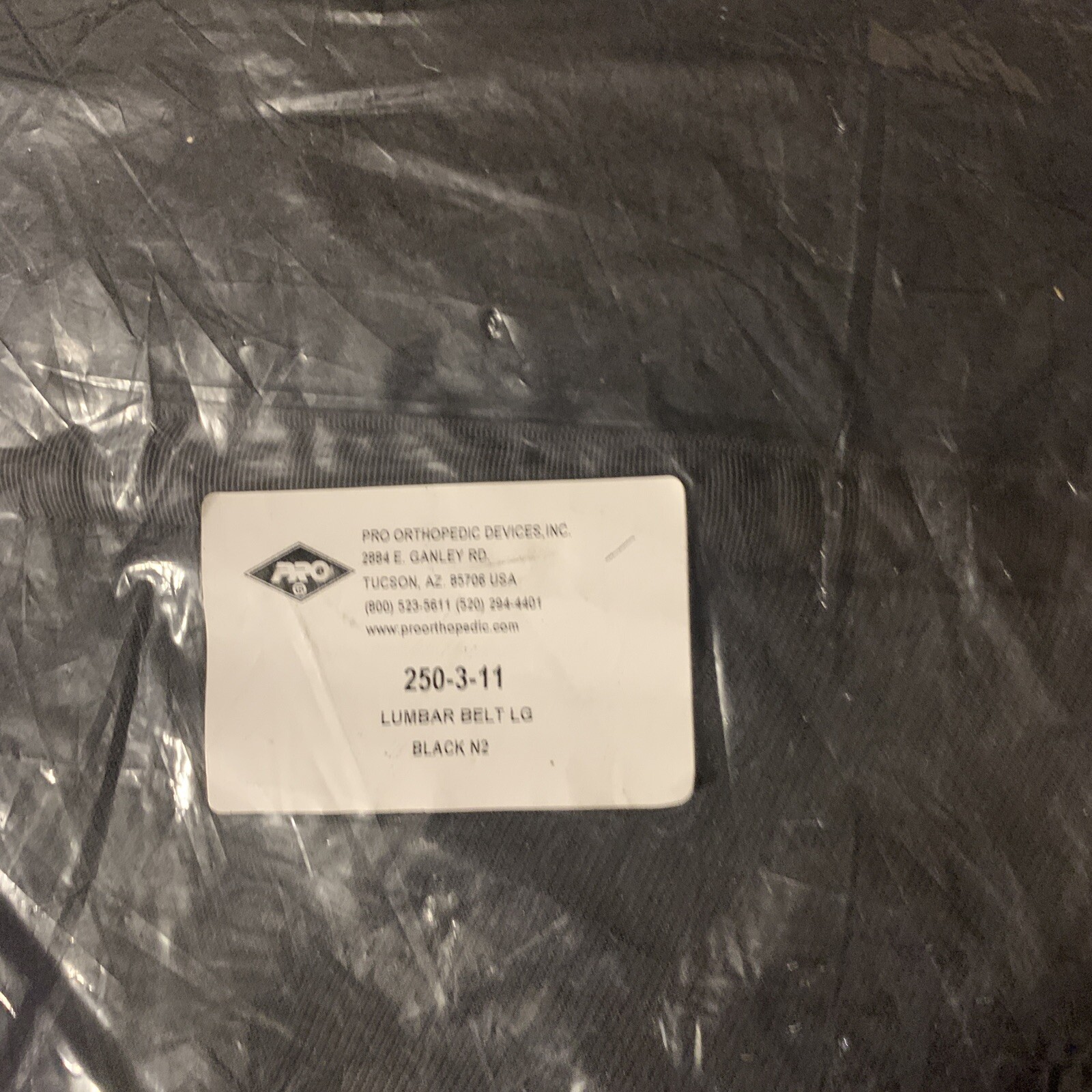 Lumbar-Sacral Back Support, Pro-orthopedic devices , 250-3-11 Large Black