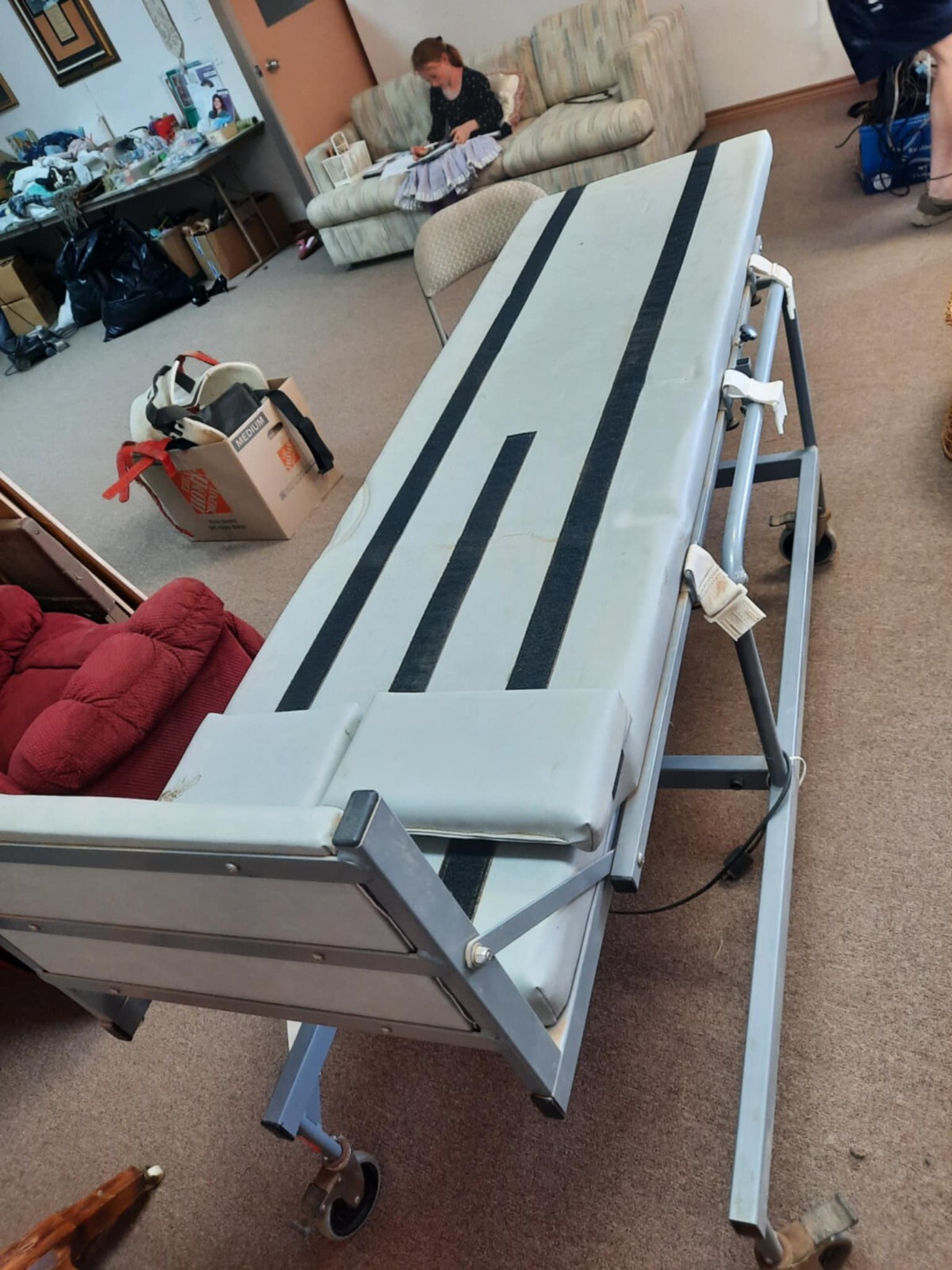 Manually Operated Tilt Table with foam padded upholstery