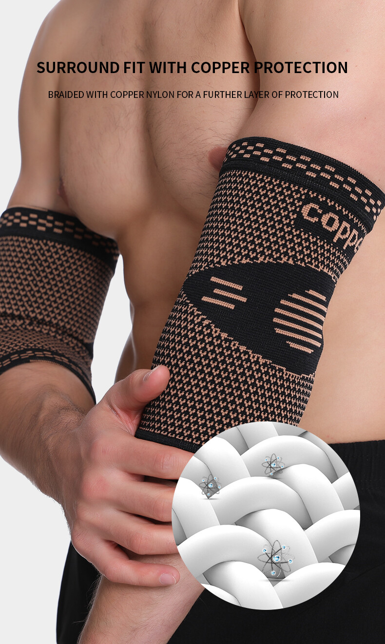 Copper Elbow Compression Sleeve Brace Support Arm Sport Arthritis Tendonitis US