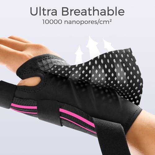 FREETOO Thumb Wrist Brace Right Left Hand S/M Pink/Black for Arthritis