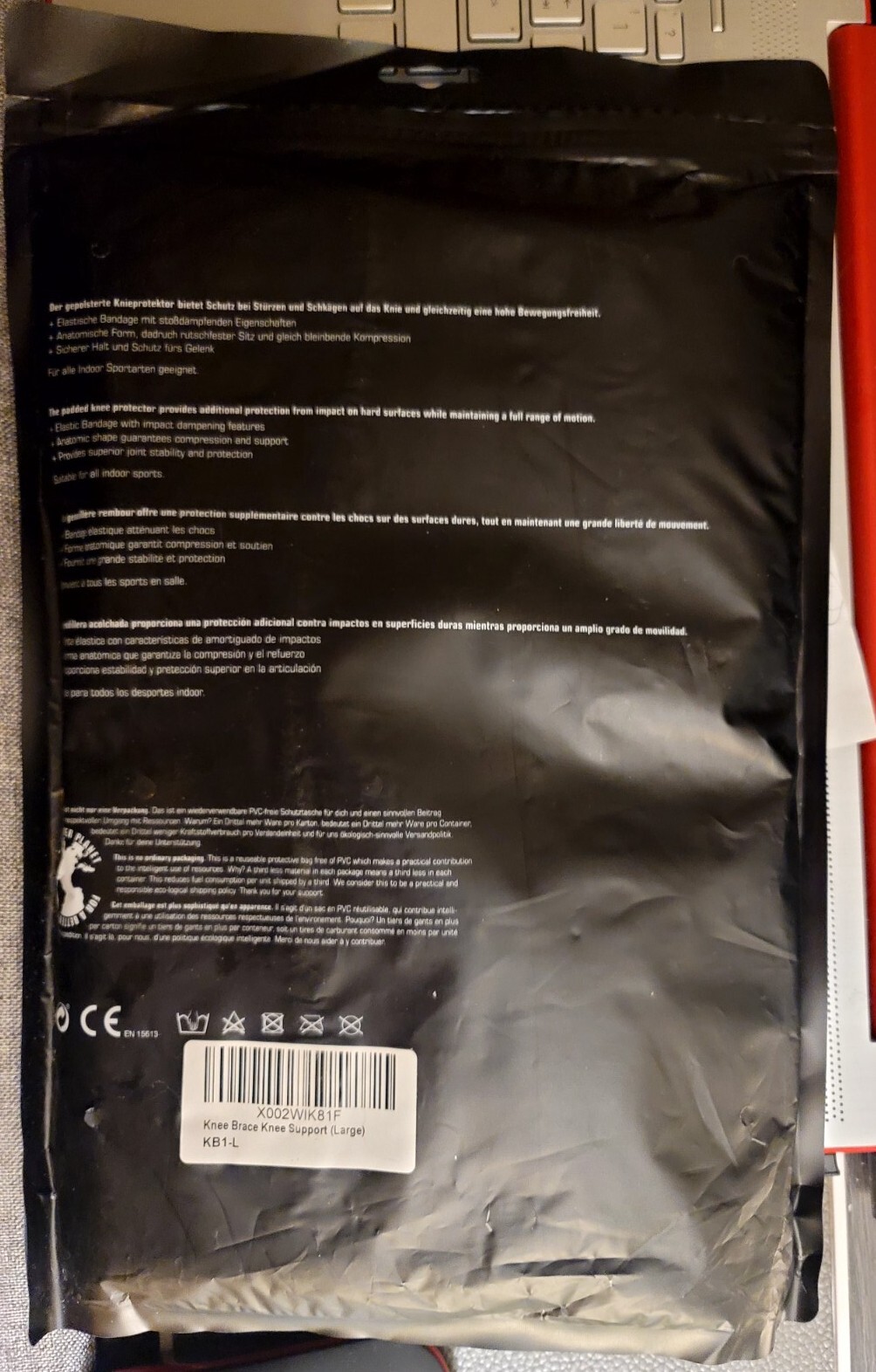 RACBEUK Large SPORTS KNEE SUPPORT Open PETELA Joint Stability Protection Blk NEW