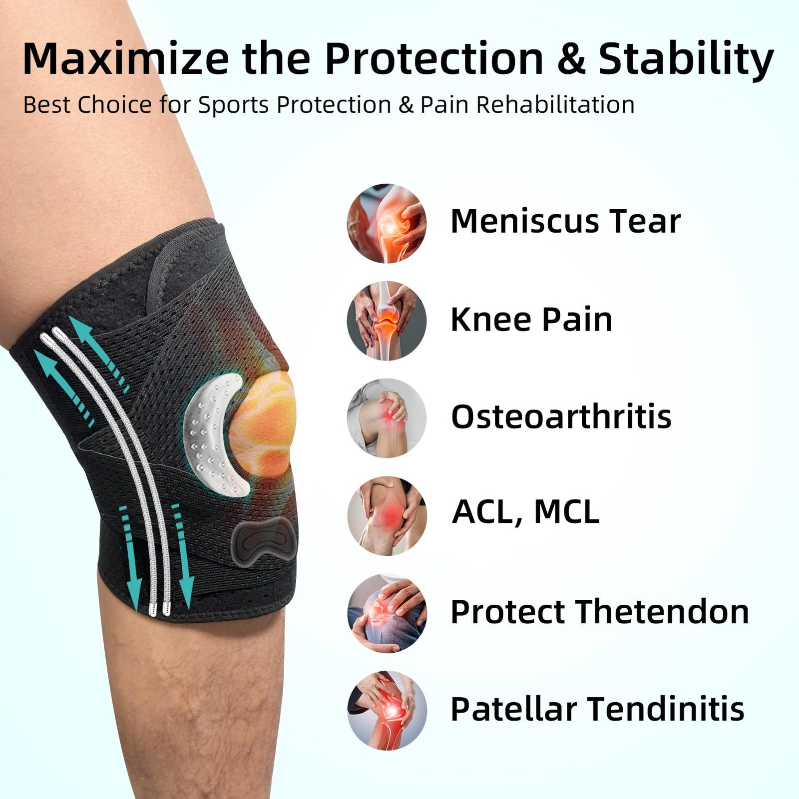 Knee Brace with Side Stabilizers, Durable, Adjustable Tension & Comfortable F…