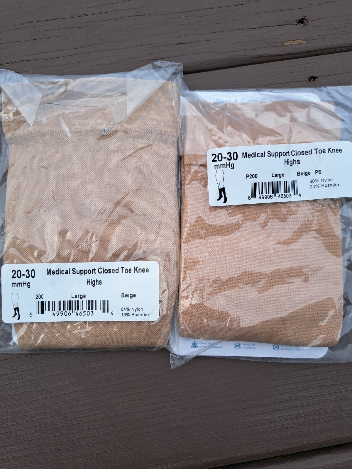 Ames Walker Medical Support Closed Toe Knee Highs Beige Large Set Of 2