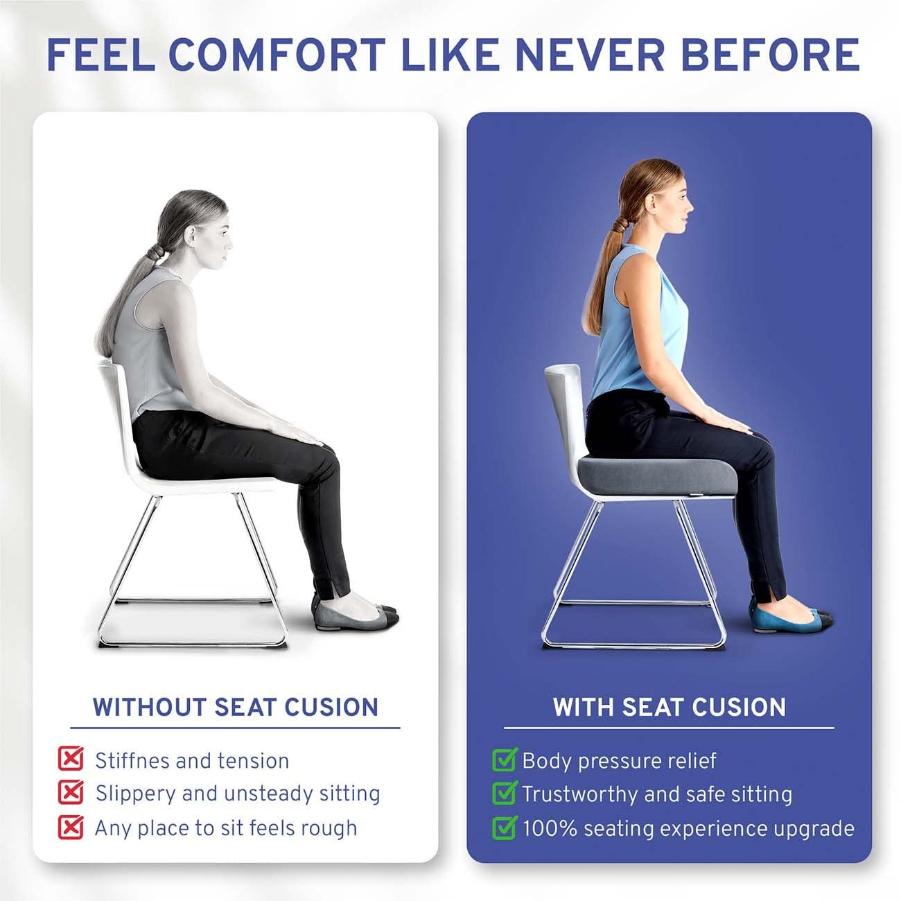 ComfySure Seat Cushion Extra Large – Firm Memory 1 Count (Pack of 1), Grey