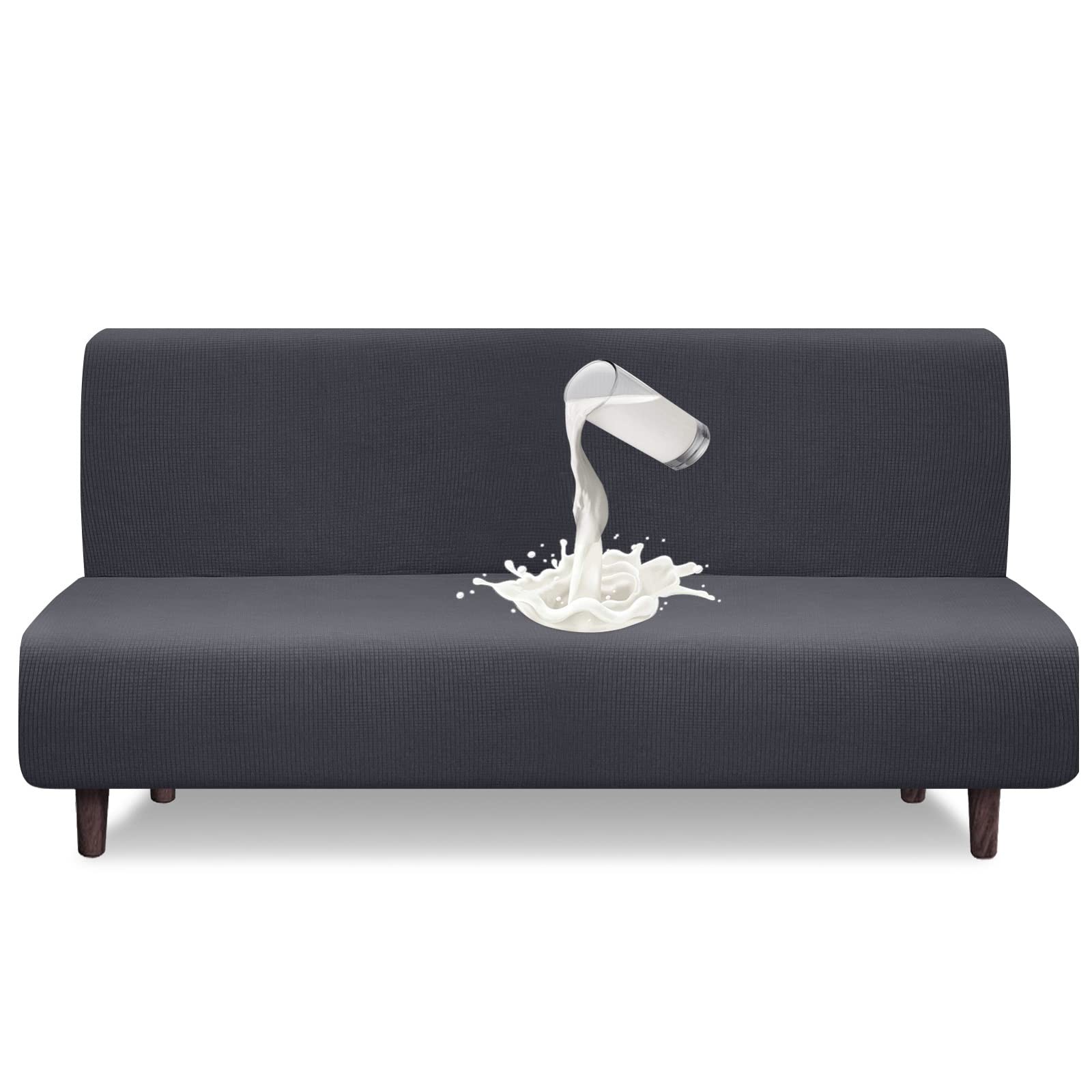 Granbest Water Repellent Futon Cover High Stretch Armless Sofa Futon, Grey