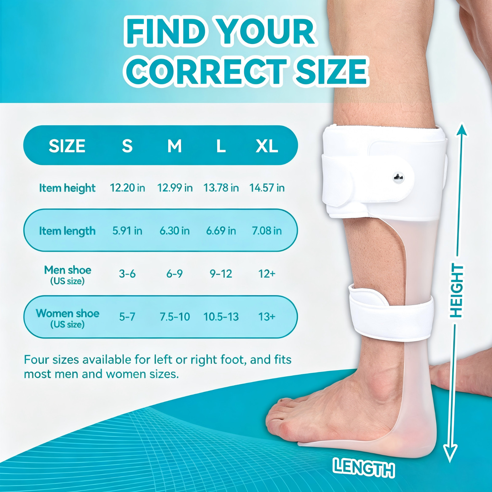 Adjustable Foot Drop Brace,Left or Right Foot,Helps with Walking & Stability