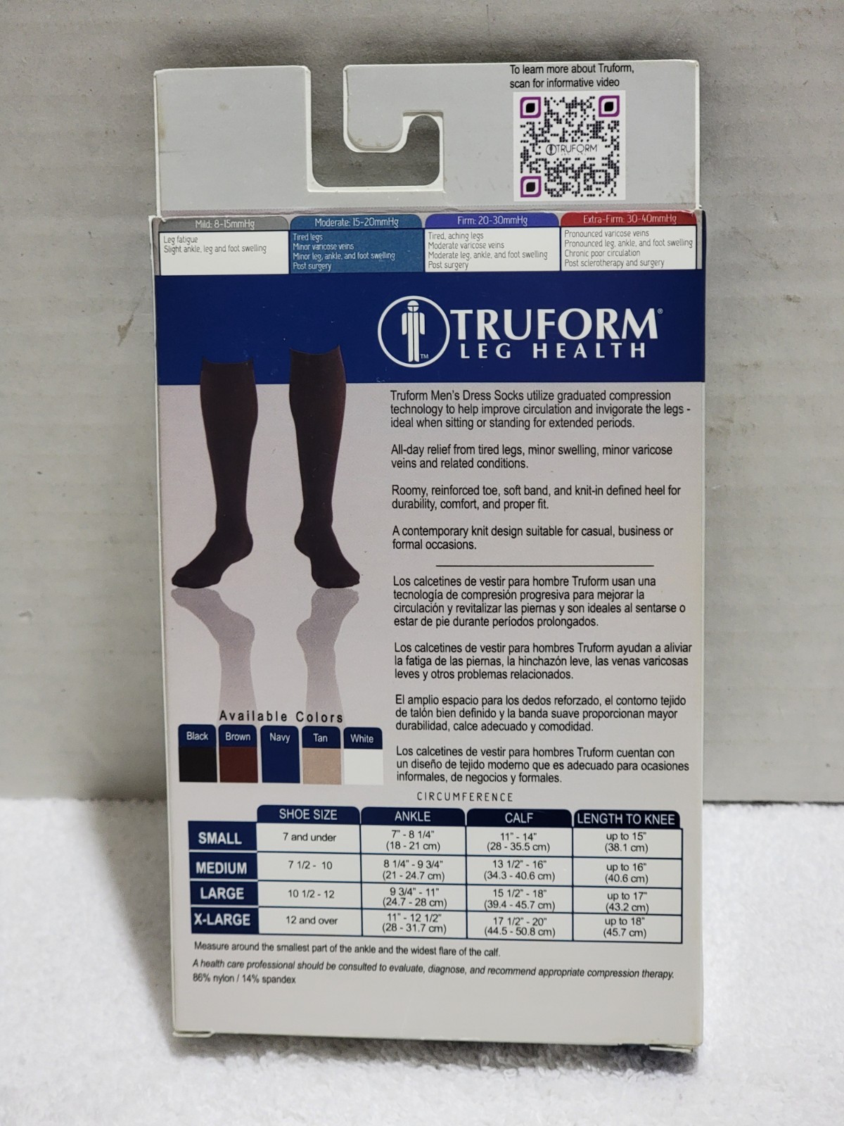 TRUFORM COMPRESSION MEN’S DRESS SOCKS 15-20 mmHg BLACK X-LARGE 1943BL-XL