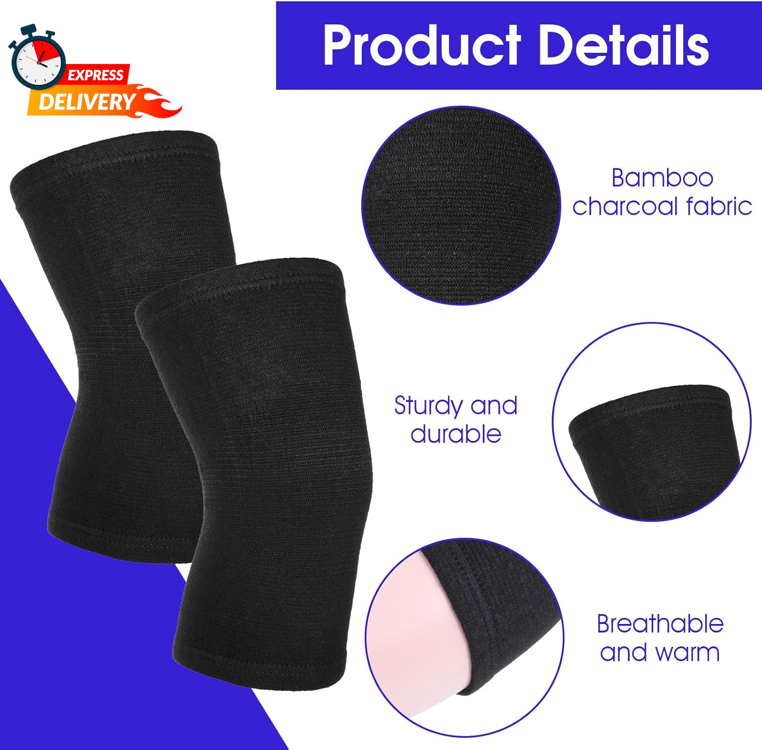 Bamboo Knee Sleeve, Elastic Compression Knee Brace Breathable Knee Pads Leg Slee
