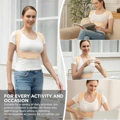Vicorrect Posture Corrector for Women and Men, Adjustable Small/Medium, Beige