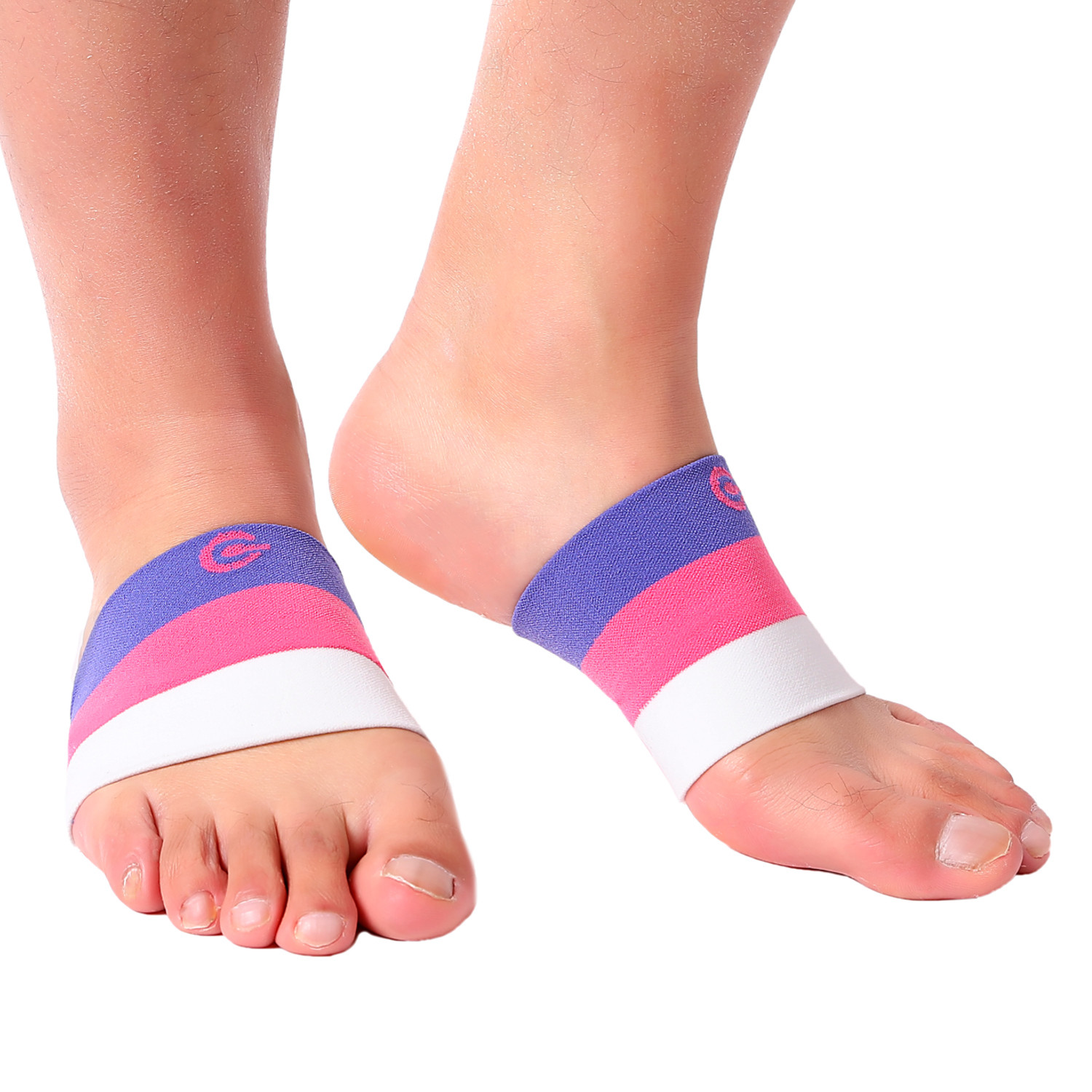 Doc Miller Arch Support Compression Sleeves 1 Pair Plantar Fasciitis VIO/PNK/WHT