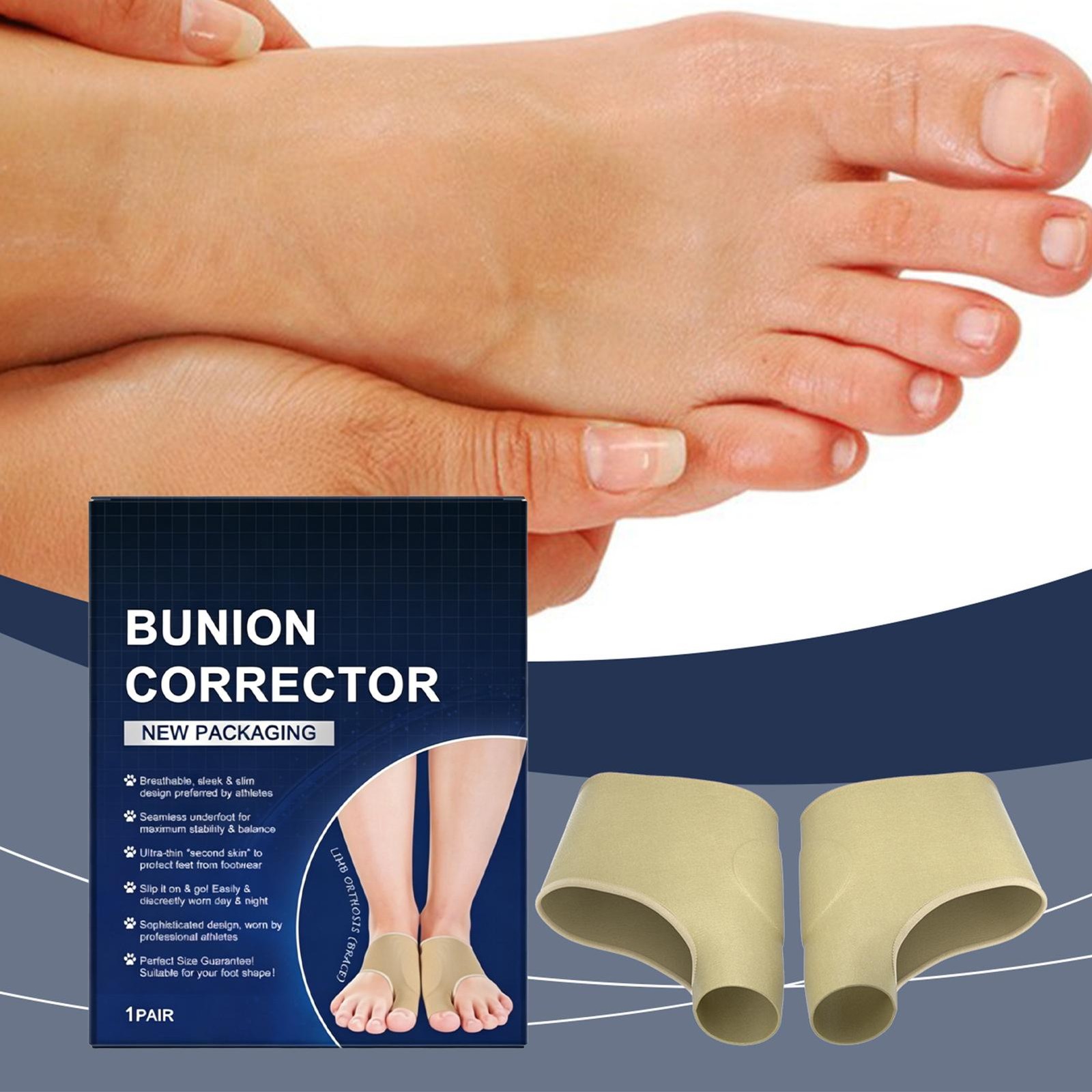 Toe Bunion Protector Support Hallux Valgus Corrector Anti Friction 2X Fabric Gel