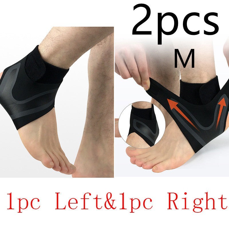 Ankle Support Brace Compression Stabilization Sleeve Black M 2pcs Left Right