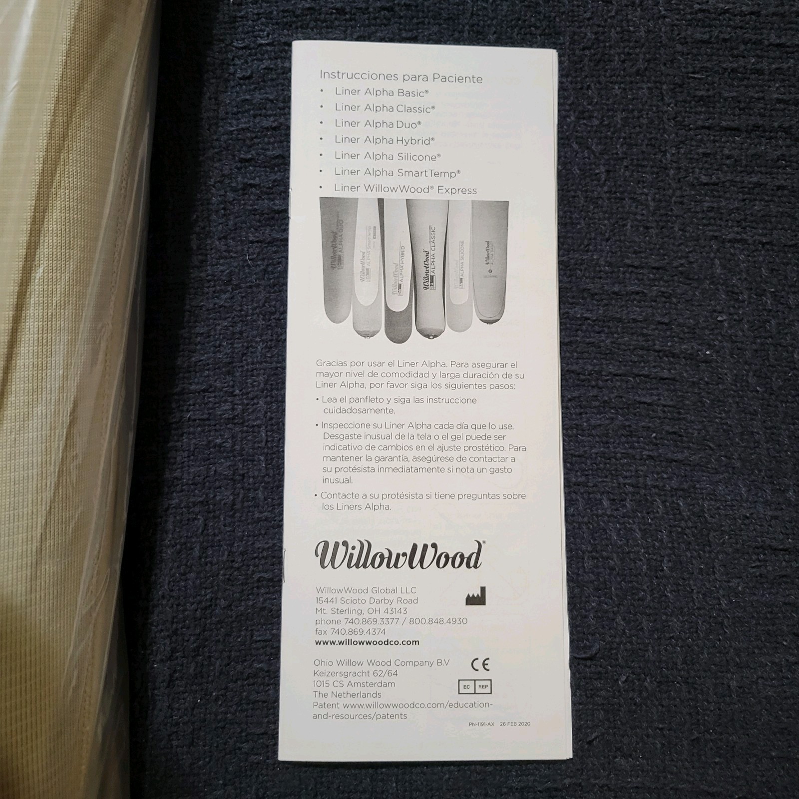 WillowWood ALPA SmartTemp Silicone Prosthetic Liner T350-6598-1 Size Large Plus