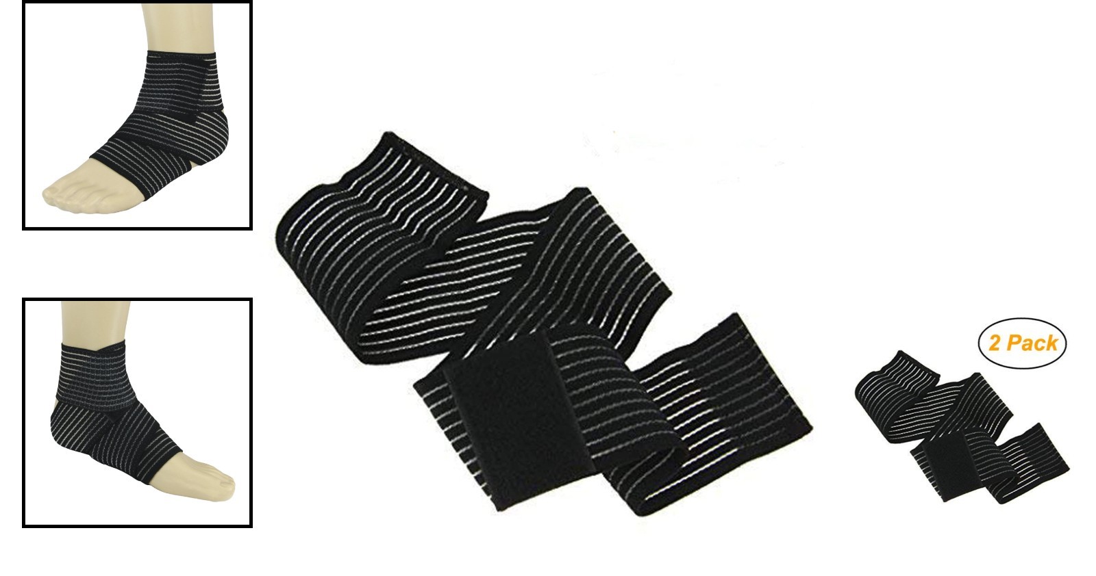 2-Pack Elastic Ankle Brace & Compression Wrap for Sports – Adjustable Support