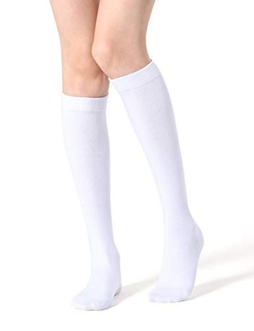 Women’s Knee High Socks Outdoor Sport Athletic Socks Casual One Size White