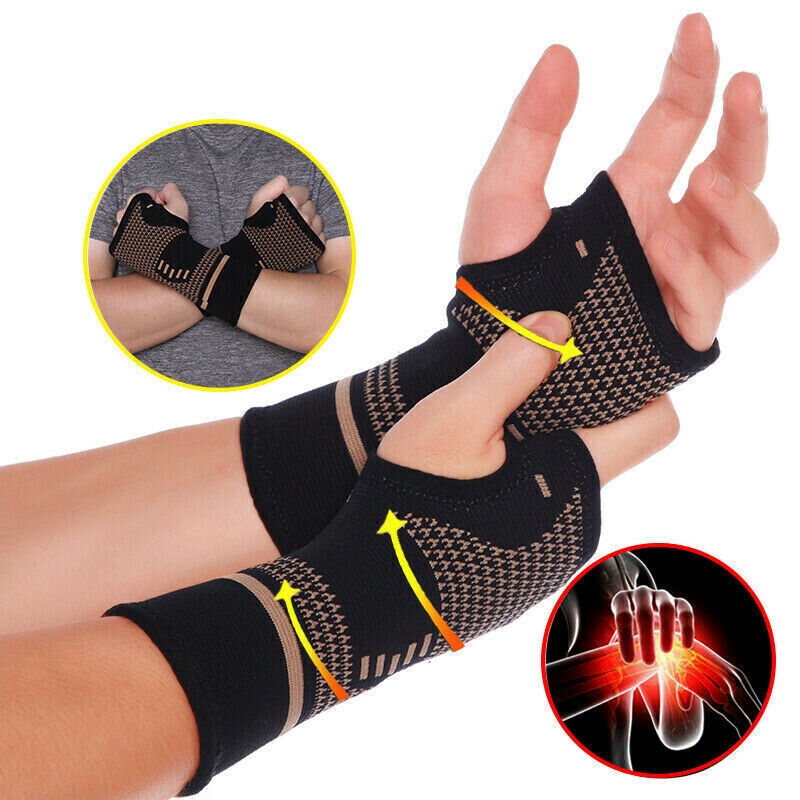 Copper Compression Wrist Support Arthritis Glove Joint Pain Relief Carpal Tunnel