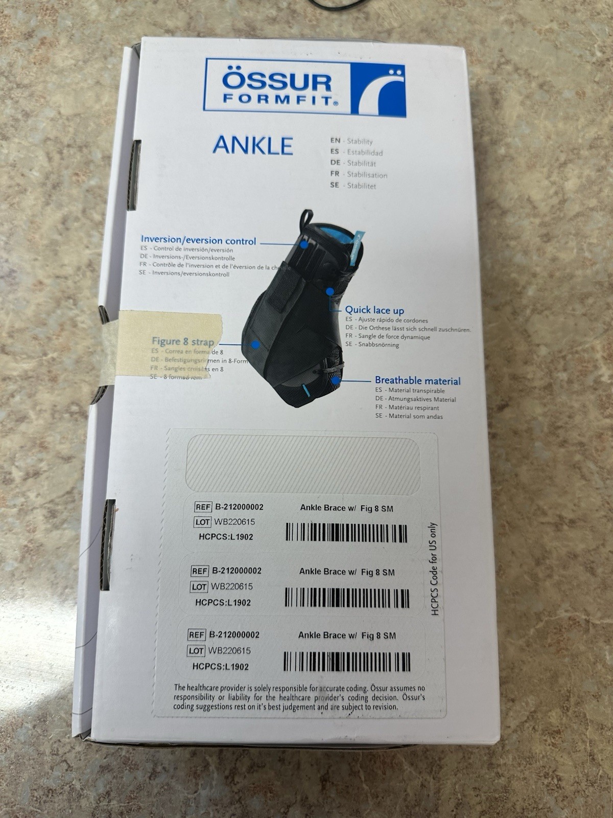 Ossur FormFit Ankle Brace w/Speedlace & Figure 8 Straps Size SMALL W-10623