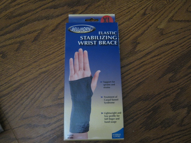 1 Bell Horn Elastic Stabilizing Wrist Brace Left XL XLarge Black Moderate Suppor