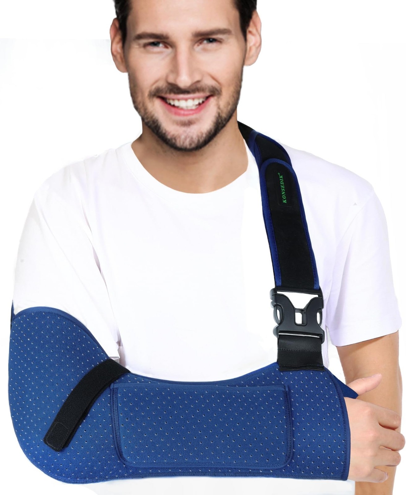 KONSEDIK Arm Sling Shoulder Support,Breathable Padded Brace with Pocket&Thumb…