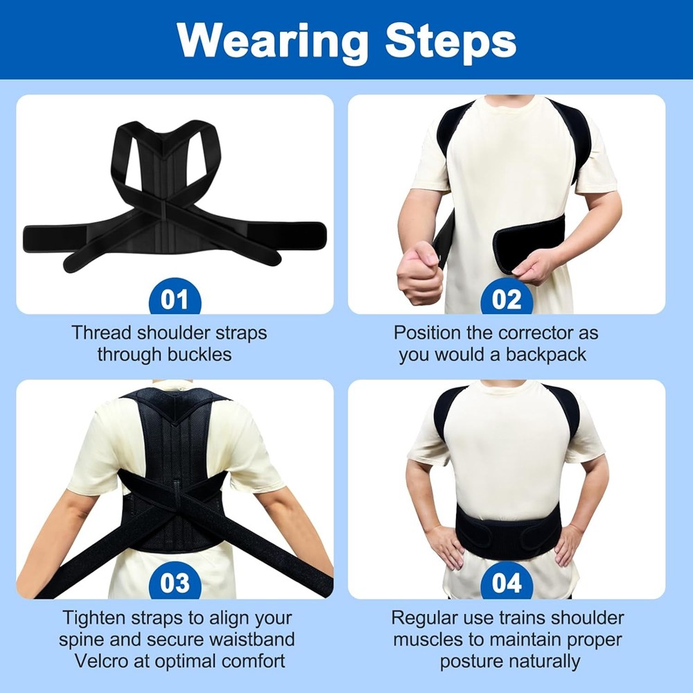 Full Back Support Posture Corrector Brace and Bad Back Pain Relief for Women/Men