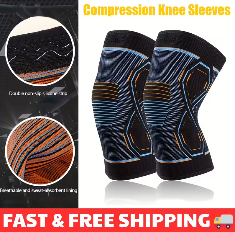 1/2x Compression Knee Sleeves Athletic Knee Covers for Running Knee Pain Sports