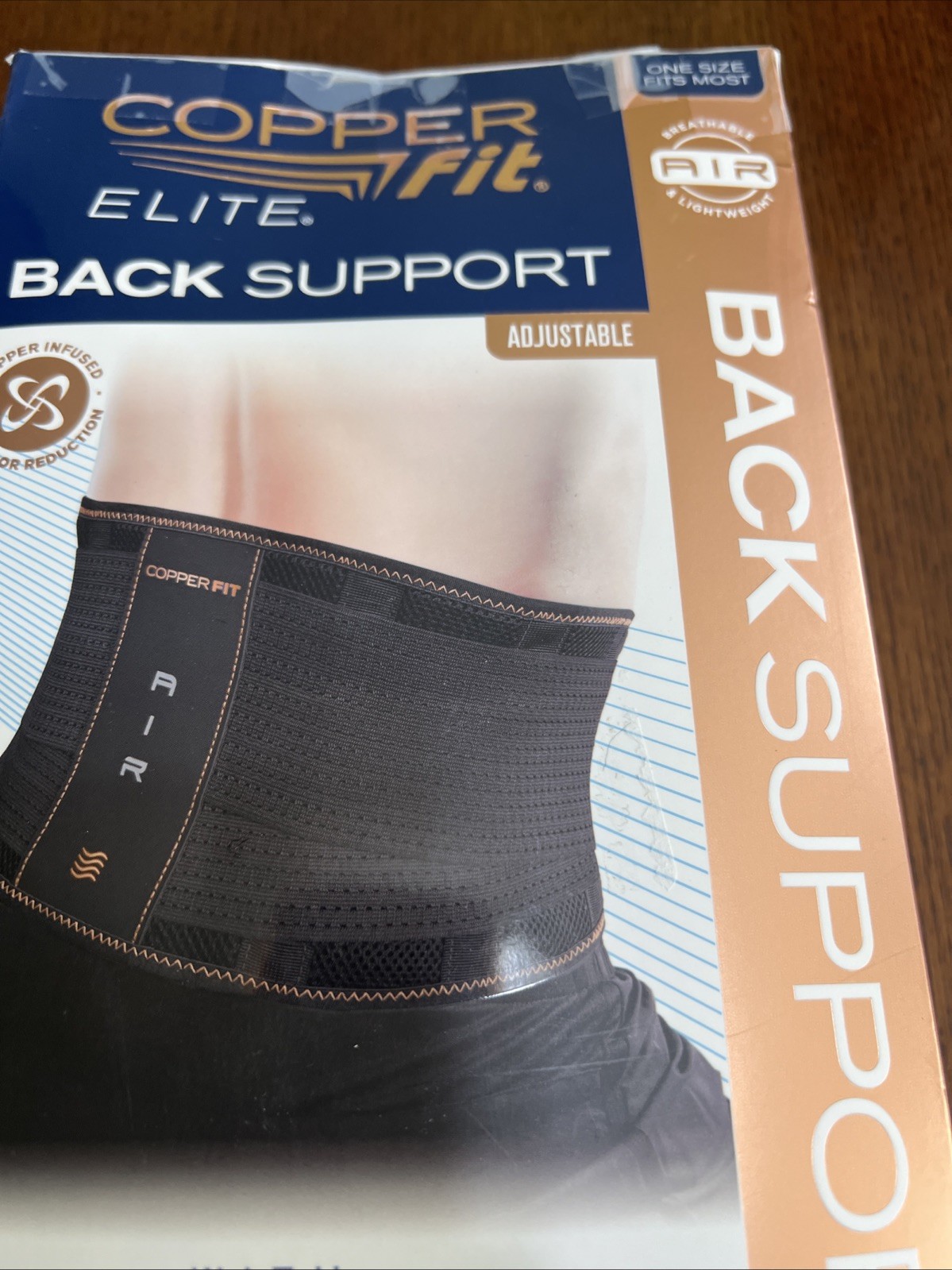 Copper Fit Elite Air Back Support Brace Airflow Technology One Size Adjustable