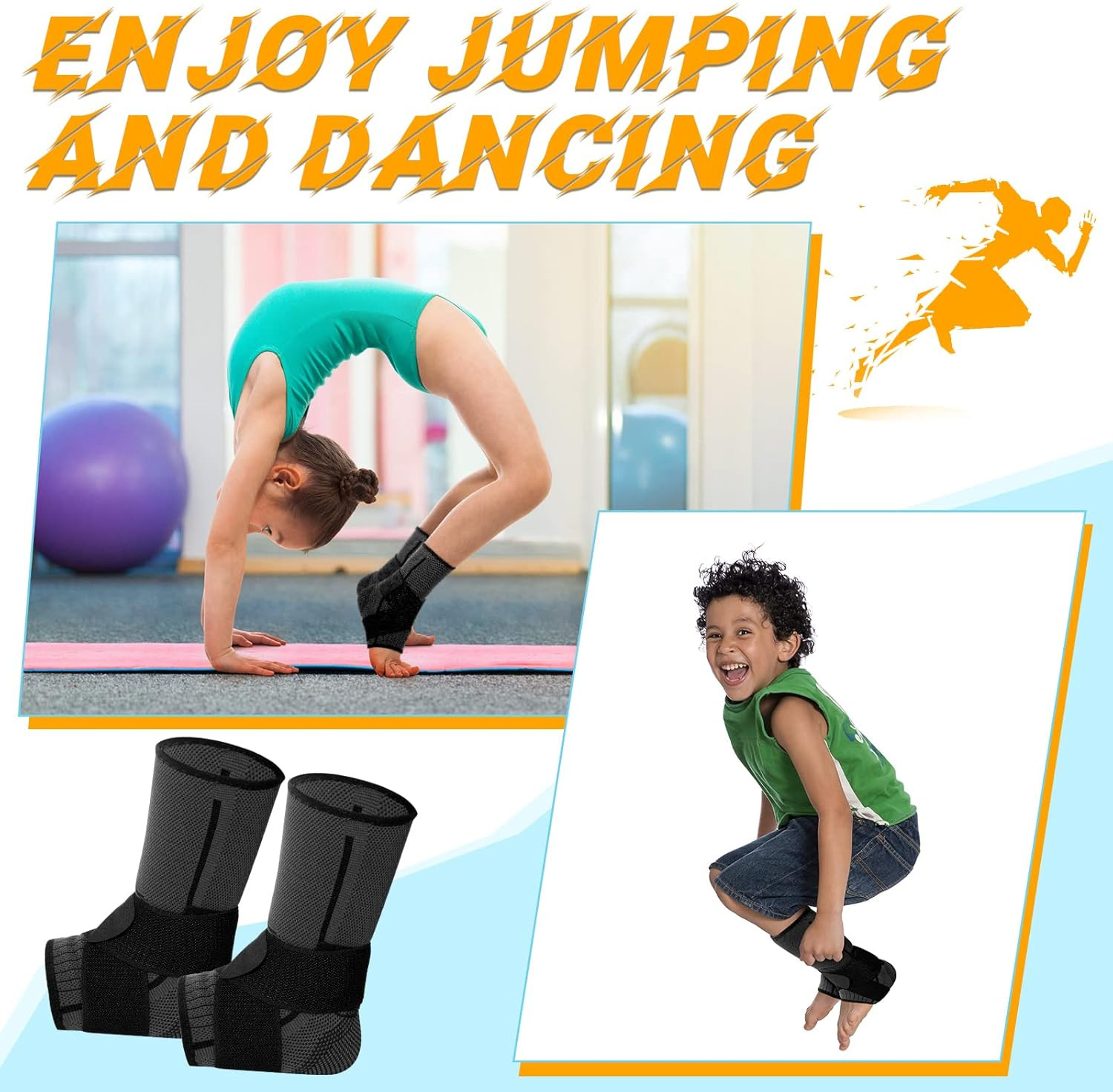 1 Pair Ankle Brace for Kids Compression Ankle Sleeves Adjustable Foot Support Br
